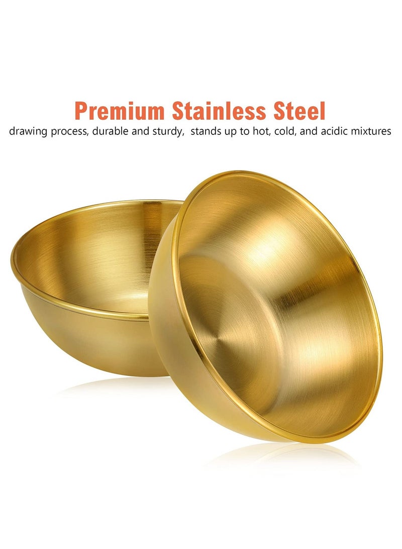 Y&D 4pcs Stainless Steel Dip Bowls Round Seasoning Dishes Sushi Dipping Bowl Saucers Mini Appetizer Plates Dish Saucer (Gold) - Image 5