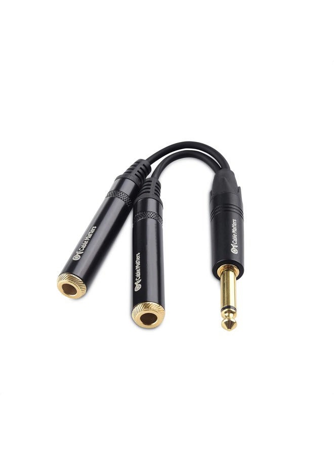 Cable Matters 2-Pack TS Male to 2X TS Female 1/4 Splitter Cable (6.35mm Splitter Cable) in Black - 0.2m / 6 Inches - Image 4