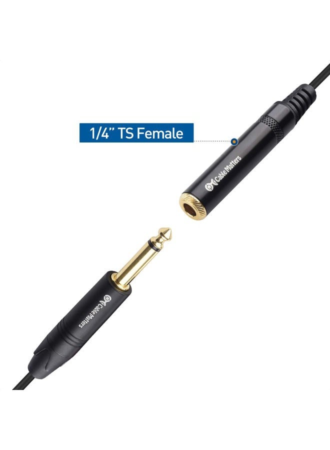 Cable Matters 2-Pack TS Male to 2X TS Female 1/4 Splitter Cable (6.35mm Splitter Cable) in Black - 0.2m / 6 Inches - Image 5