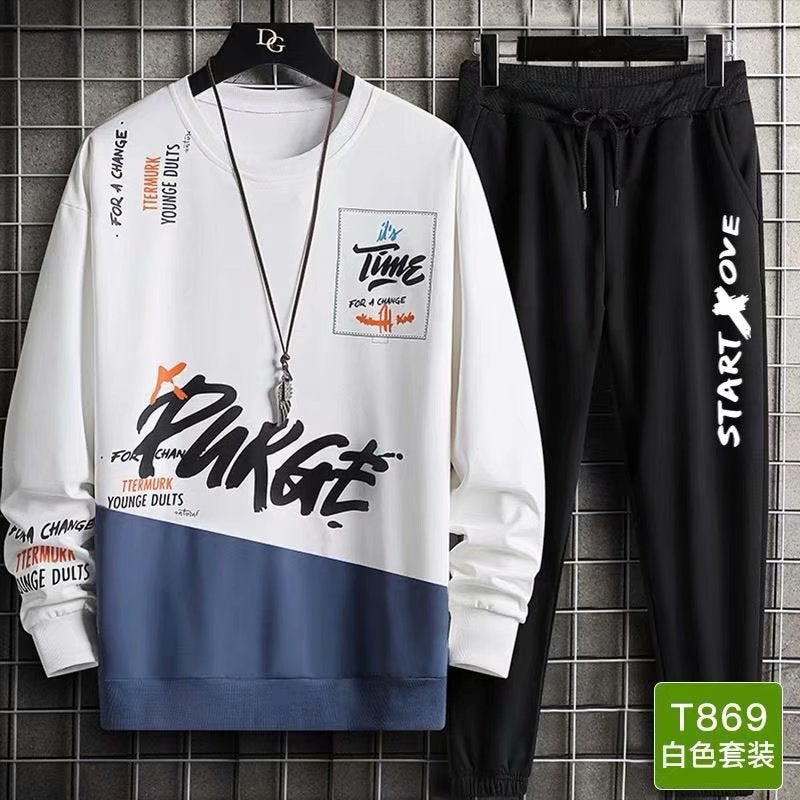 Autumn Pullover Sweatshirt Men's Casual Sports Suit Men's Junior High School Students Thin Coat Teenagers Round Neck Sweatshirt - Image 3