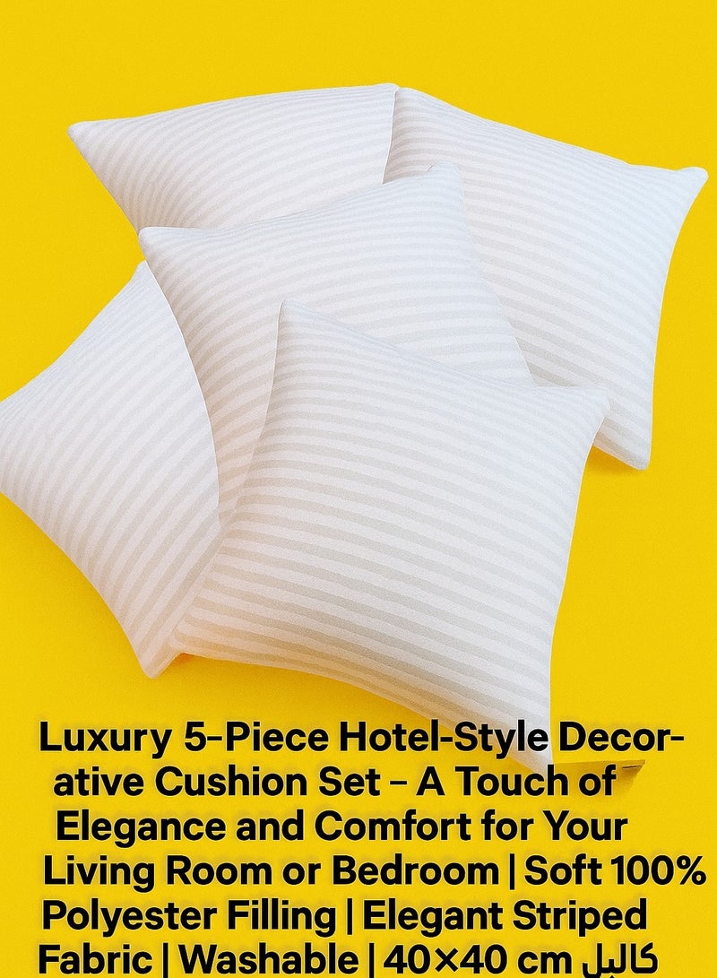 STORE 7 Luxury 5-Piece Hotel-Style Decorative Cushion Set – A Touch of Elegance and Comfort for Your Living Room or Bedroom | Soft 100% Polyester Filling | Elegant Striped Fabric | Washable | 40×40 cm - Image 3
