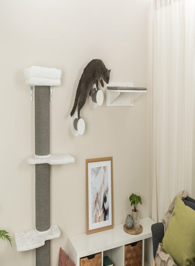 TRIXIE Cat Wall Furniture Set 3 - Cat Wall Scratcher and Climbing Shelves - Sisal Rope Scratching Posts - 3 Elevated Steps - Gray/White - Image 4
