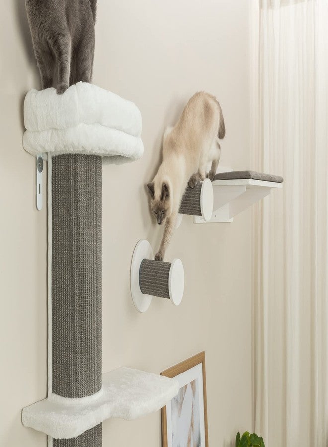 TRIXIE Cat Wall Furniture Set 3 - Cat Wall Scratcher and Climbing Shelves - Sisal Rope Scratching Posts - 3 Elevated Steps - Gray/White - Image 3