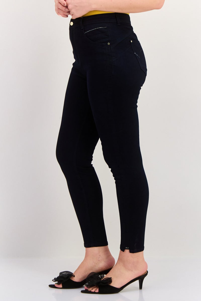 ONLY Women Skinny Fit Solid Stretchable Jeans, Dark Navy  - Image 3