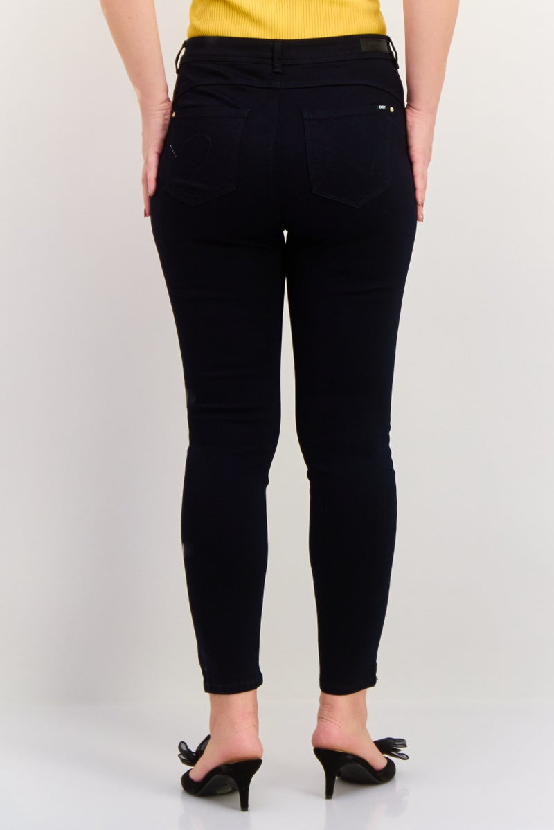 ONLY Women Skinny Fit Solid Stretchable Jeans, Dark Navy  - Image 4