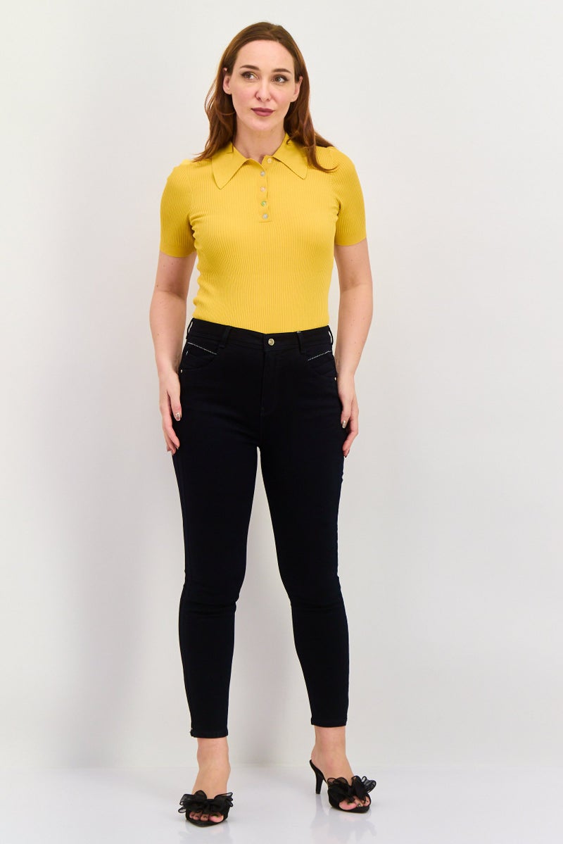 ONLY Women Skinny Fit Solid Stretchable Jeans, Dark Navy  - Image 2