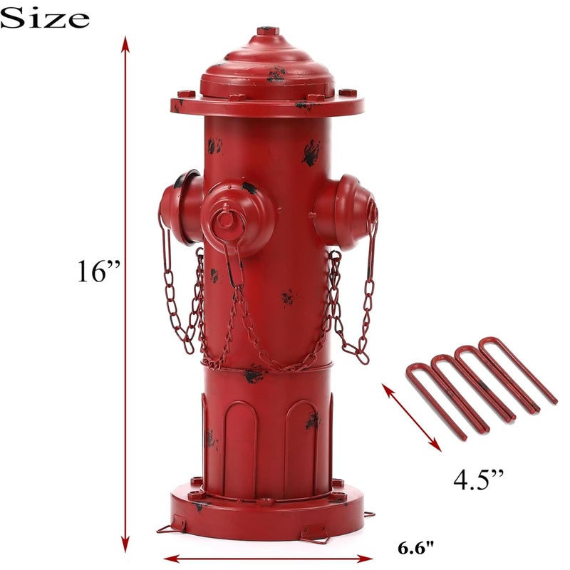Phaxth 16" H Metal Fire Hydrant for Dogs to Pee On, Vintage Small Dog Fire Hydrant Pee Post for Outdoor Garden Decor - Image 2