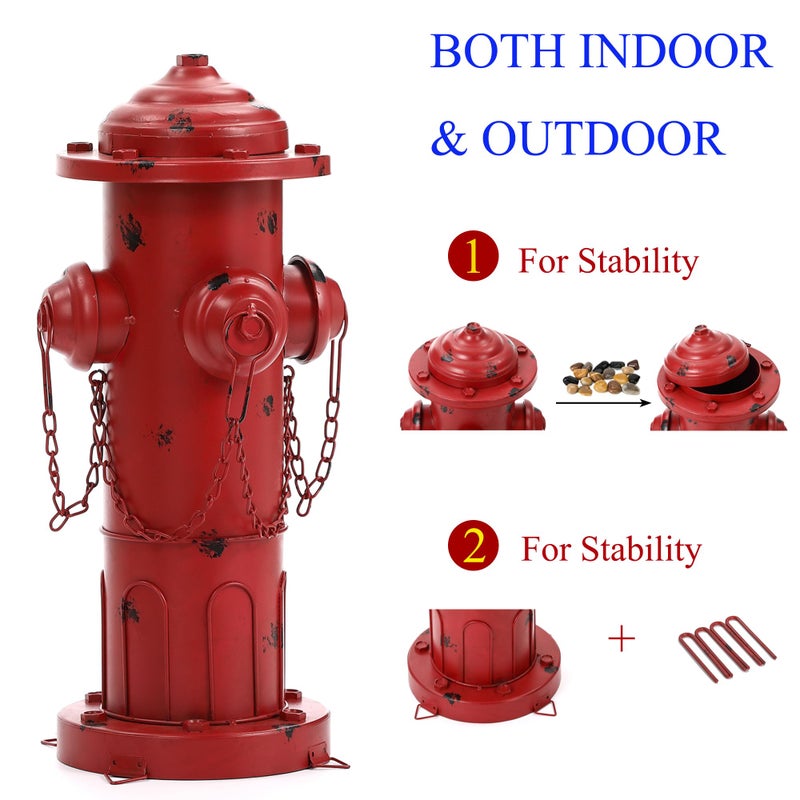 Phaxth 16" H Metal Fire Hydrant for Dogs to Pee On, Vintage Small Dog Fire Hydrant Pee Post for Outdoor Garden Decor - Image 3