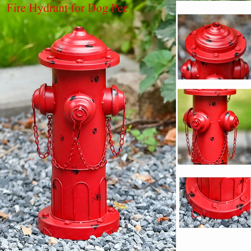 Phaxth 16" H Metal Fire Hydrant for Dogs to Pee On, Vintage Small Dog Fire Hydrant Pee Post for Outdoor Garden Decor - Image 4