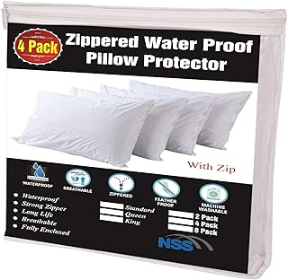 Niagara Sleep Solution Extra Soft Non Noisy 4 Pack Waterproof Pillow Protectors Standard 20x26 Inches Smooth Zipper - Image 1