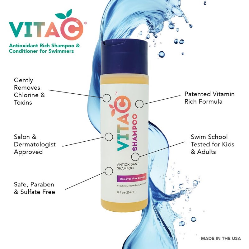 Vita C After Swim Swimmers Post-Swim Chlorine Removing Shampoo & Body Wash. Gently Eliminate Chlorine & Water Toxins. Patented Formula, Hydrates & Rejuvenates Hair and Skin - 8 Fl Oz - Image 3