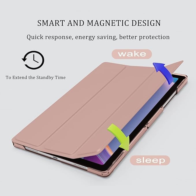 ProElite Case Cover for Xiaomi Redmi Pad 2 11 inch Cover, Smart Flip Case Cover for Xiaomi Redmi Pad 2 11 inch Translucent Back with Stylus Pen [Auto Sleep Wake Feature], Rose Gold - Image 3