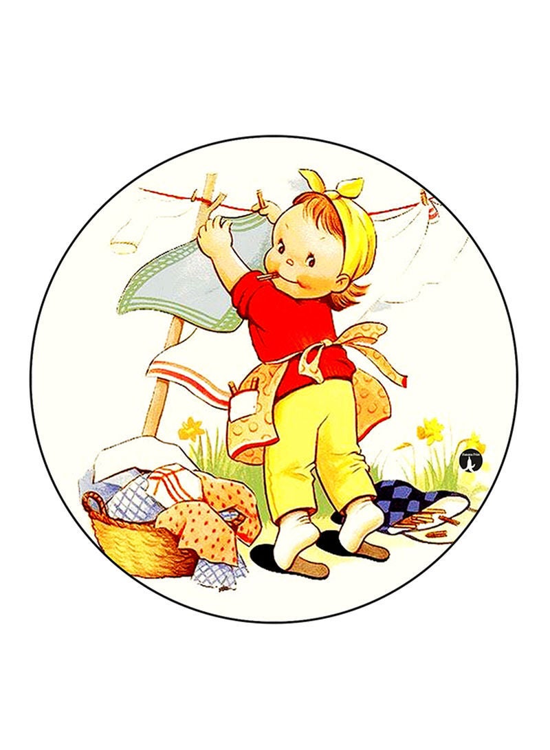RKN Vintage Art Printed Mouse Pad Round  Multicolour
