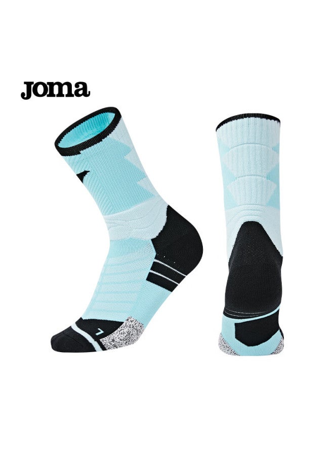 Joma جوارب كرة السلة من جومّا للرجال والنساء، جوارب تيري احترافية قابلة للتنفس وامتصاص العرق للجري، كرة الريشة، الرياضات العادية، خضراء، مقاس واحد يناسب الجميع - Image 1