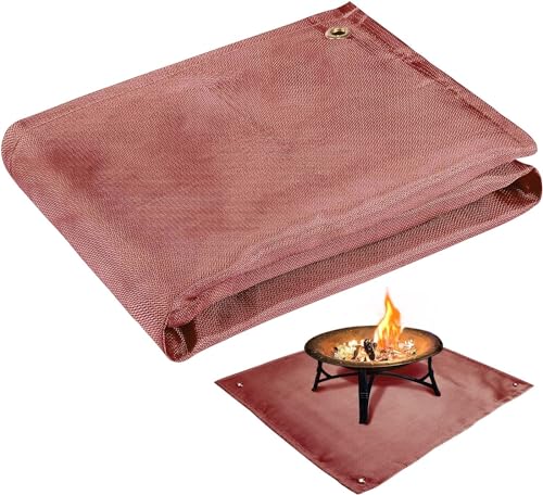 PAMASE Fire Pit Mat 378x394in Fireproof Blanket for Under Fire Pit Compatible with Solo Stove Heat Resistant Rug for Outside Indoor Wooden Deck Grass Lawn Protection Brown - Image 1