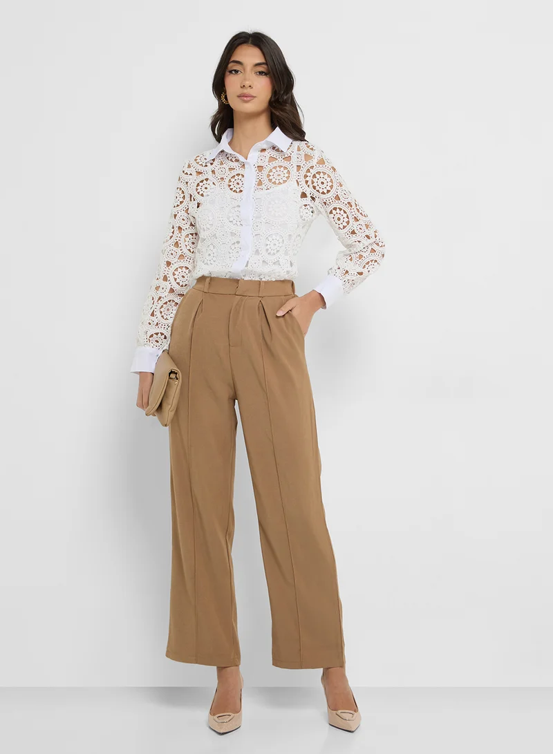 ELLA Lace Button Down Top
