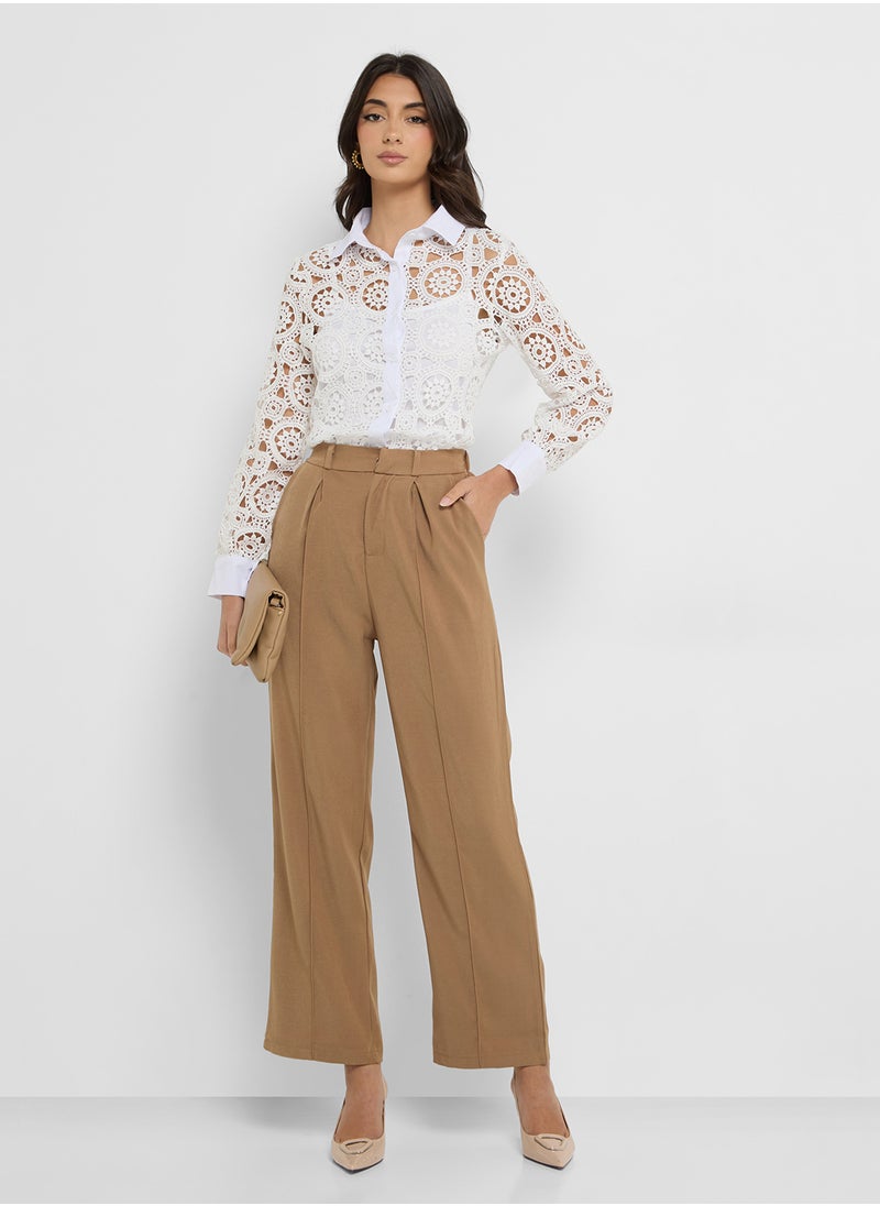 ELLA - Lace Button Down Top - Image 1