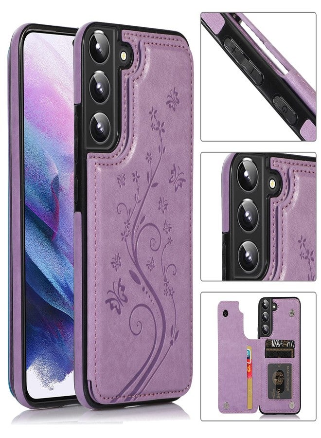 Asuwish Case for Samsung Galaxy S22 Plus /S22+ with Tempered Glass Screen Protector， Flip Wallet Cases Leather Stand with Card Holder，Double Magnetic Clasp and Durable Shockproof Cover (Purple) - Image 3