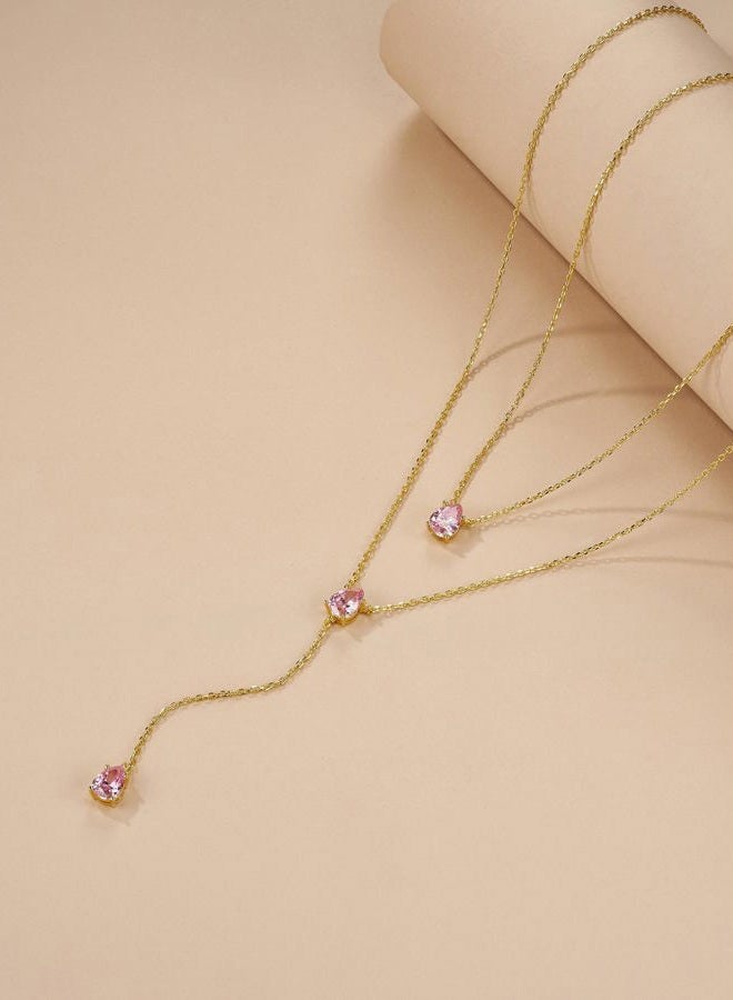 SNGIA Long 18K Gold Plated Blue Green Red Layered Pendant Necklace For Women (Emerald, Ruby, Seafoam, Sky, Sapphire), Dainty Statement Birthstone Necklace Jewelry Gifts., Brass, No Gemstone - Image 3