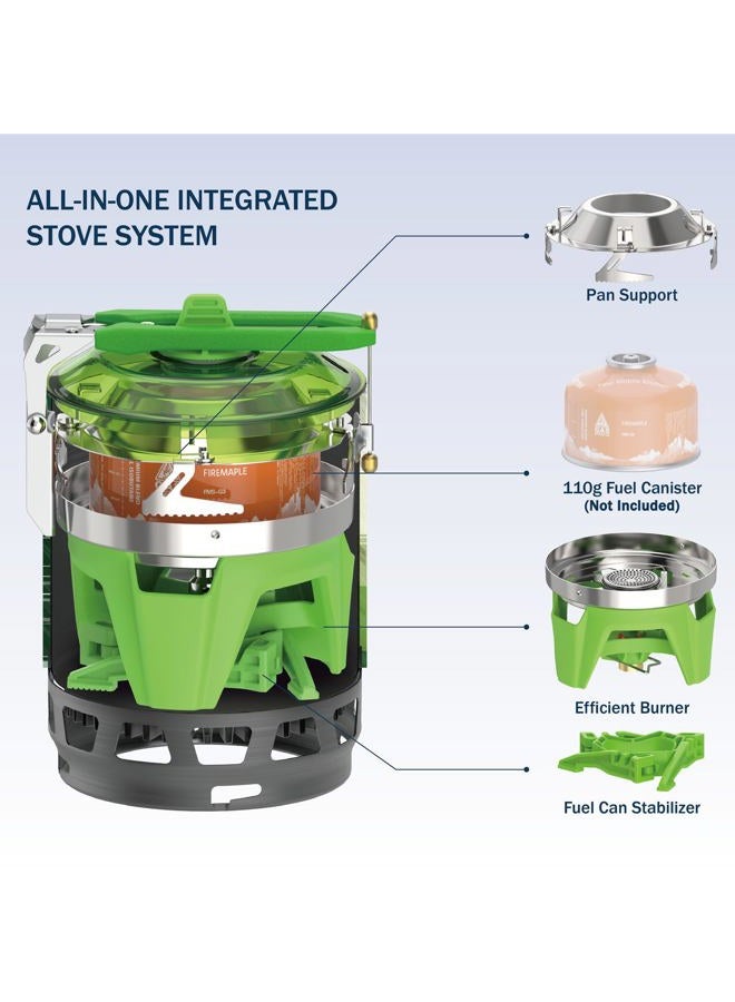 Fire-Maple "Fixed Star 1" Personal Cooking System | Pot/Jet Burner Stove System with Electric Ignition | Ideal for Hiking, Camping, Backpacking, Fishing, Hunting Trips and Emergency Use (Green, X3) - Image 3