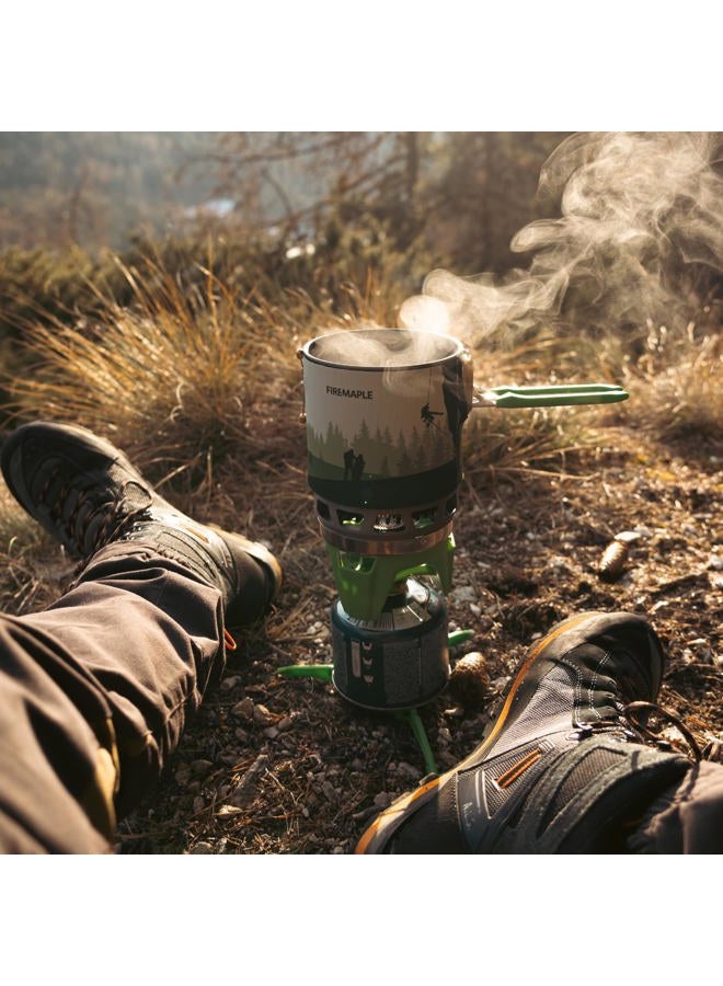 Fire-Maple "Fixed Star 1" Personal Cooking System | Pot/Jet Burner Stove System with Electric Ignition | Ideal for Hiking, Camping, Backpacking, Fishing, Hunting Trips and Emergency Use (Green, X3) - Image 4