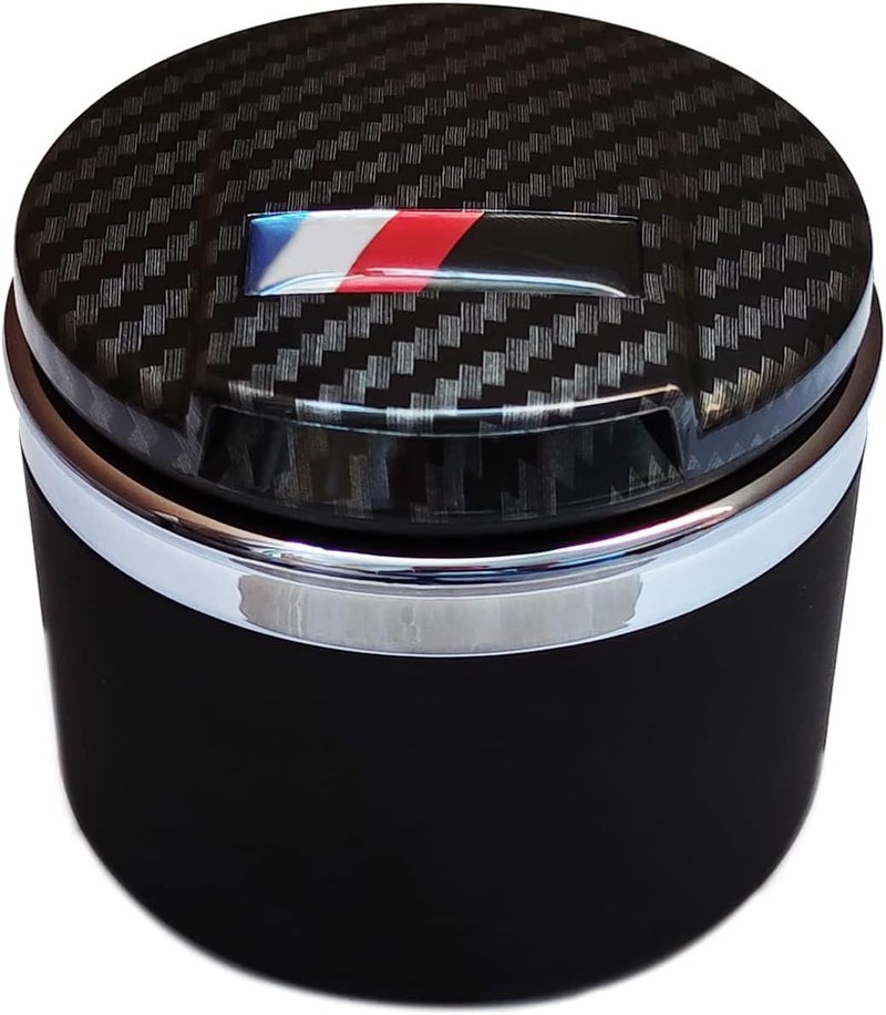 منفضة سجائر للسيارة لسلسلة BMW 1/3/5/7 وX1/X3/X5/X6 مع ضوء LED وغطاء (ألياف كربون) - Image 1