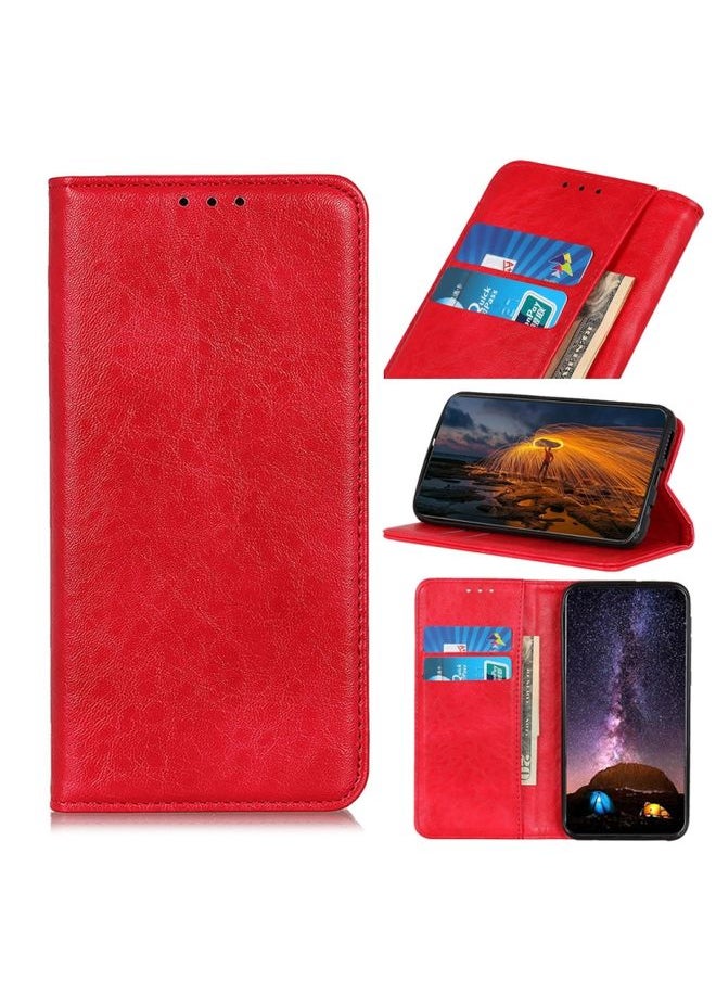 HuHa - Case Cover For For Sony Xperia Ace II Magnetic Crazy Horse Texture Horizontal Flip Leather Case with Holder & Card Slots & Wallet(Red) - Image 1
