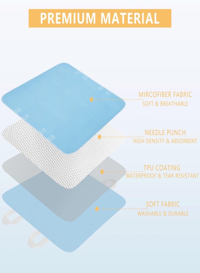 DAHAPYBOO Washable Underpads with 8 Handles, 34"x52" 4 Pack Incontinence Bed Pads, Heavy Absorbency Reusable for Elderly, Kids, Adults and Pets, Waterproof Quick Drying for Bed, Sofa, Floor - Image 3