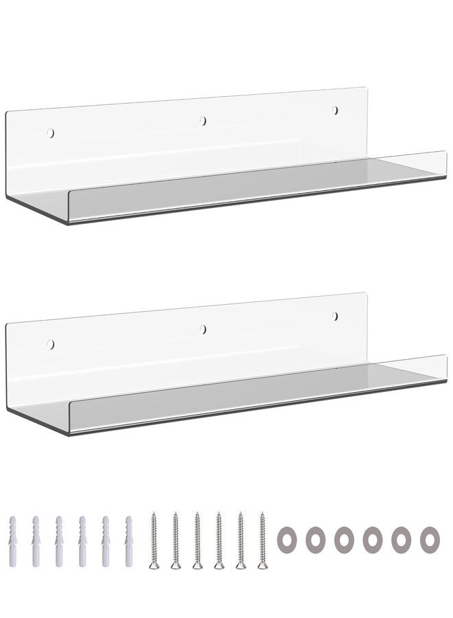 JDEA 2 Pack 15-inch Wall-Mounted Acrylic Shelves Suitable for Wall-Mounted Display Rack Storage Rack Suitable for Children's Bookshelf Room Wall Decoration Bedroom Kitchen Living Room - Image 1