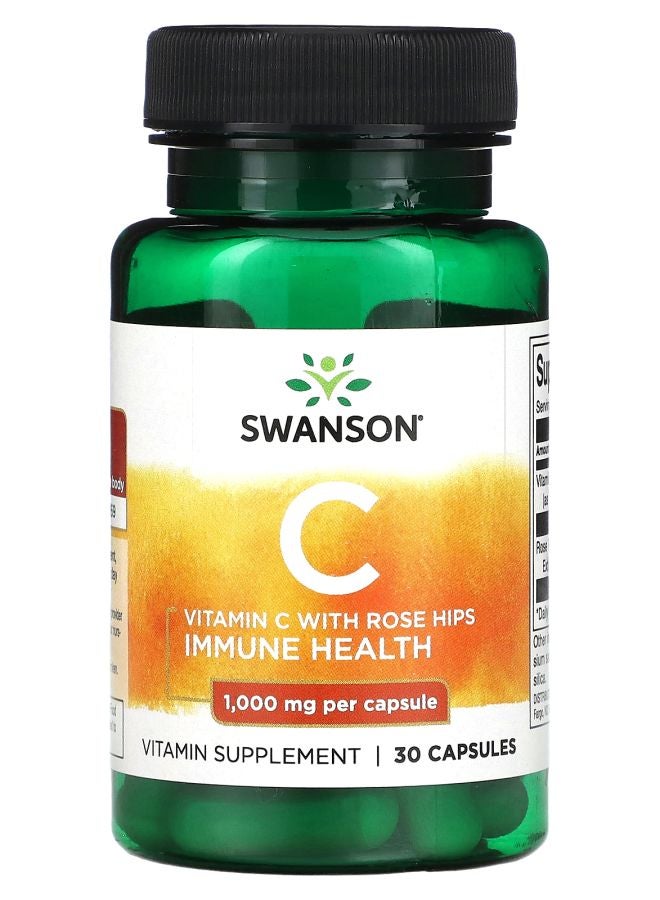 SWANSON فيتامين سي مع وردة الورد 30 كبسولة
