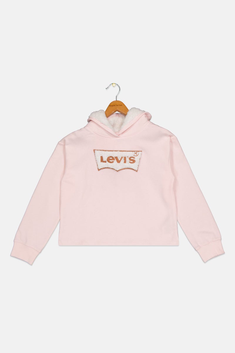 Levi's Kids Girl Hooded Embroidered Logo Sweatshirt,  Pink - Image 2