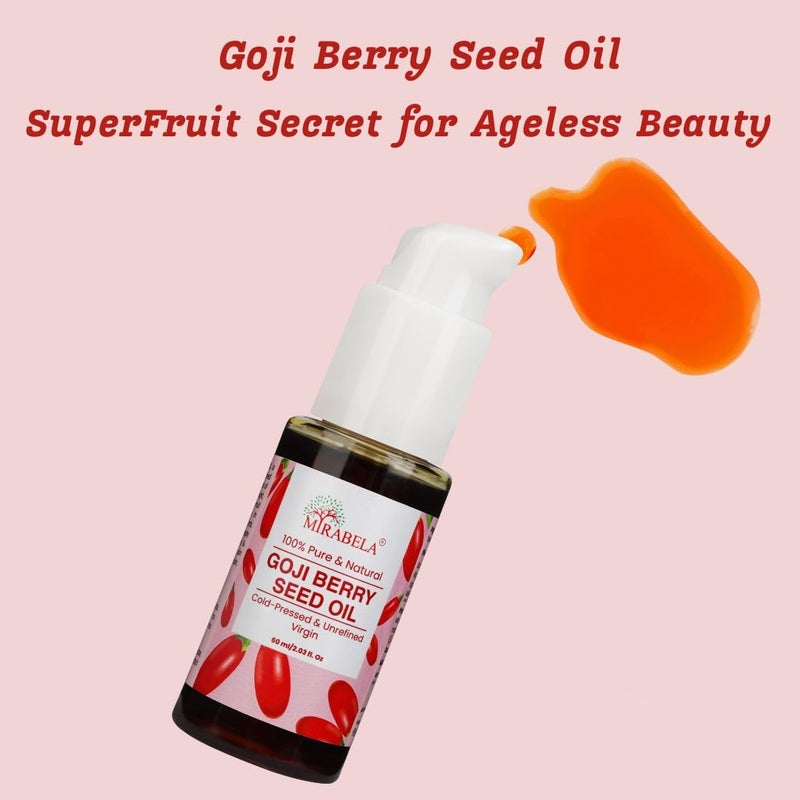Mirabela Goji Berry Seed Oil 100 Pure Cold Pressed Nourishing Hair Oil for Hair Growth Damage Repair Hair Fall Control AntioxidantRich Oil with Vitamins C E A for AntiAging Skin Care 60ml - Image 2
