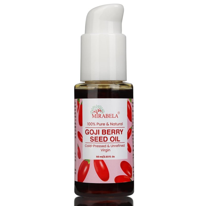 Mirabela Goji Berry Seed Oil 100 Pure Cold Pressed Nourishing Hair Oil for Hair Growth Damage Repair Hair Fall Control AntioxidantRich Oil with Vitamins C E A for AntiAging Skin Care 60ml - Image 1