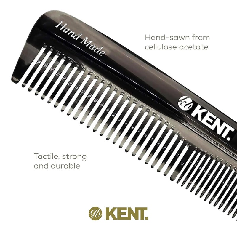 Kent R7TG Black Graphite Double Tooth Hair Pocket Comb, Small Fine/Wide Tooth Comb For Styling Hair, Beard and Mustache, for Men, Women and Kids. Saw Cut and Hand Polished. Handmade in England - Image 5