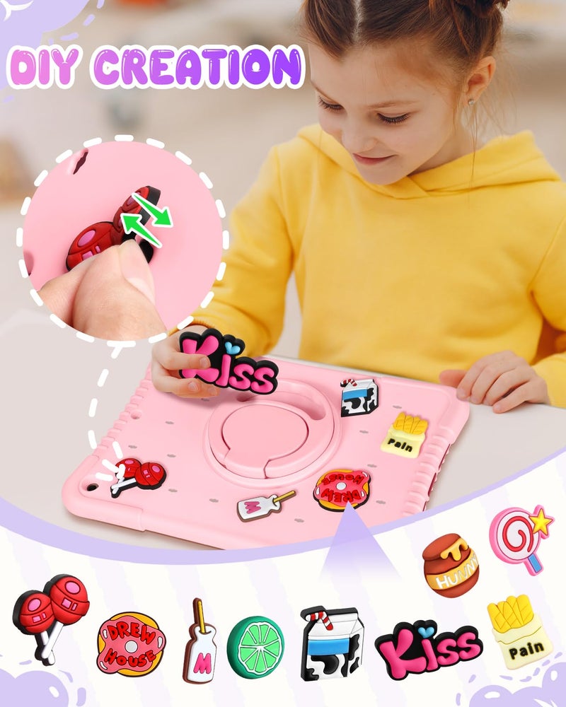 Wazzasoft for iPad 9th/8th/7th Generation Case - Cute Girls Kawaii Fun Funny with 360 Degree Rotating Handle Women Girly Pretty Soft Silicone for iPad Case 9th/8th/7th Gen 10.2 Inch A2602 A2270 A2197 - Image 3