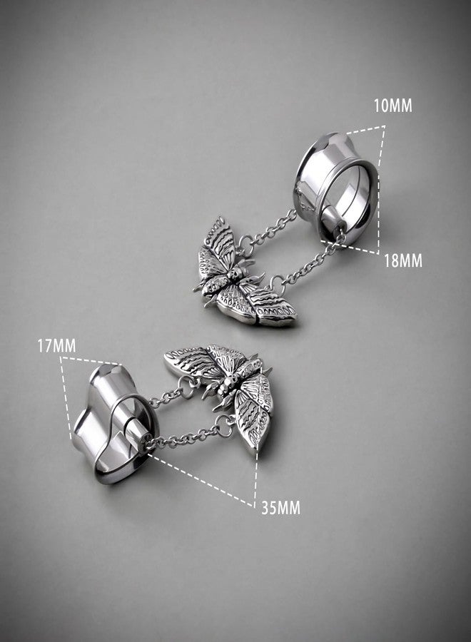 COOEAR Heart Gauges For Ears, Heart Tunnels Double Flared Plugs, Cat Dangle Plugs Earrings., 0g(8mm), Metal, sandstone - Image 5