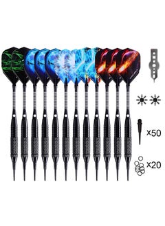 Darts Plastic Tip - Soft Tip Darts Set - 12 Pcs 18 Gram with 100 Extra Dart Tips 12 Flights Flight Protectors and Wrench for Electronic Dart Board