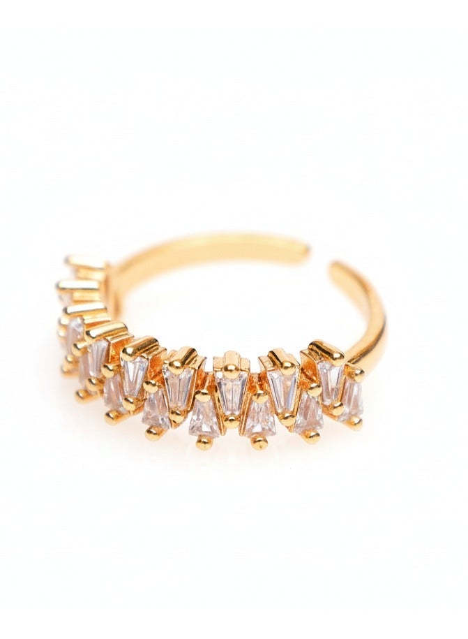 LMA Gold-toned Ring Inlaid with Diamond Zirconia – One Size for Women - Image 3