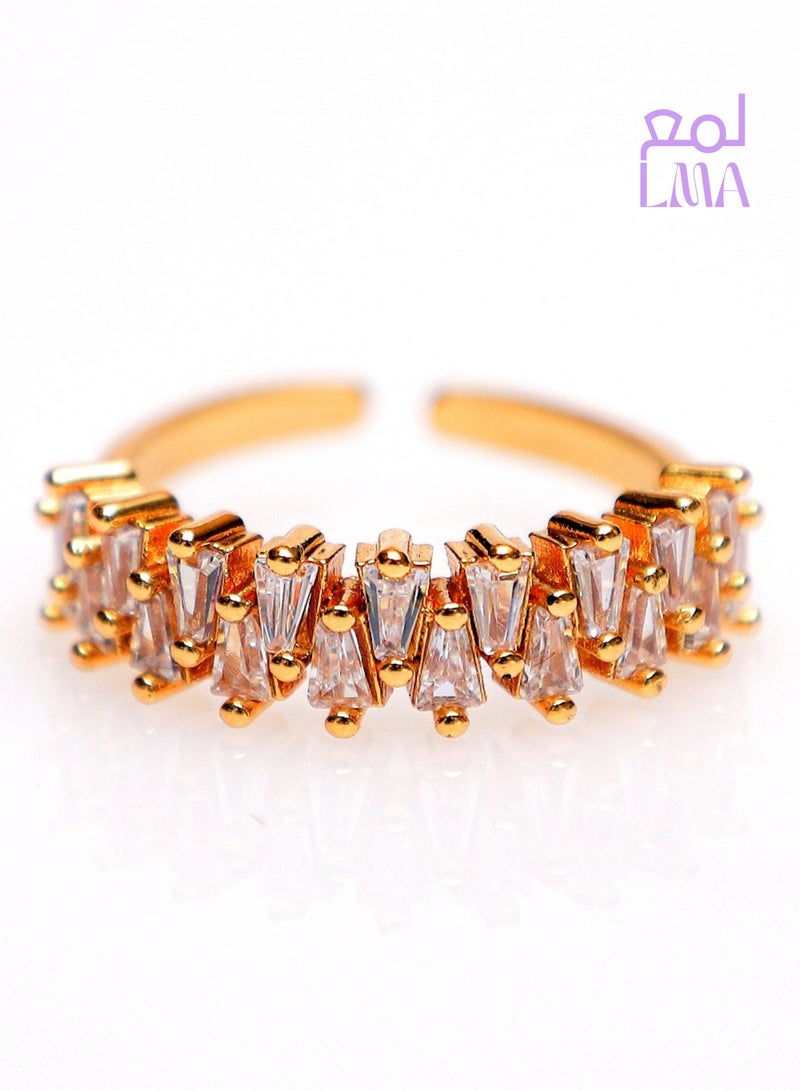 LMA Gold-toned Ring Inlaid with Diamond Zirconia – One Size for Women - Image 1