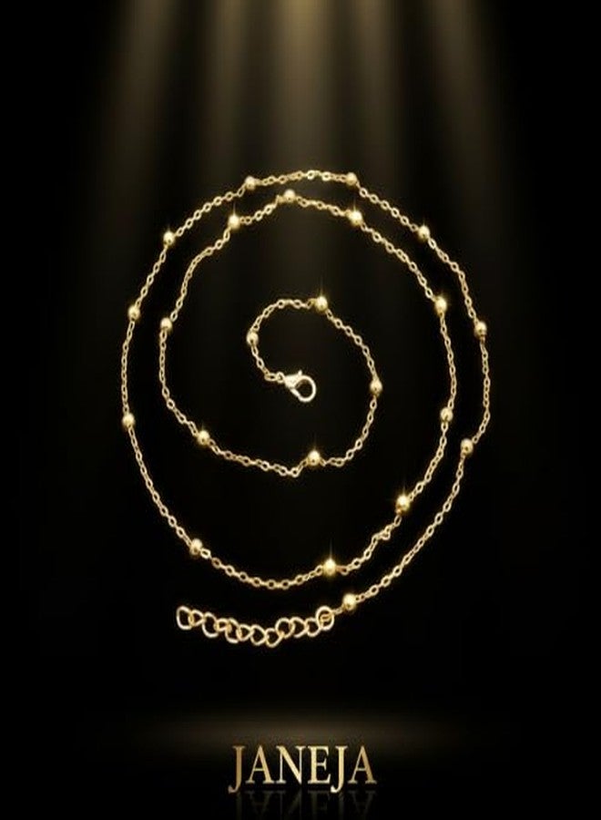 JANEJA CrystalBeads Women’s Adjustable Kamarbandh Waist Chain | Belly Chain | Bridal Jewellery (GOLDEN) - Image 2