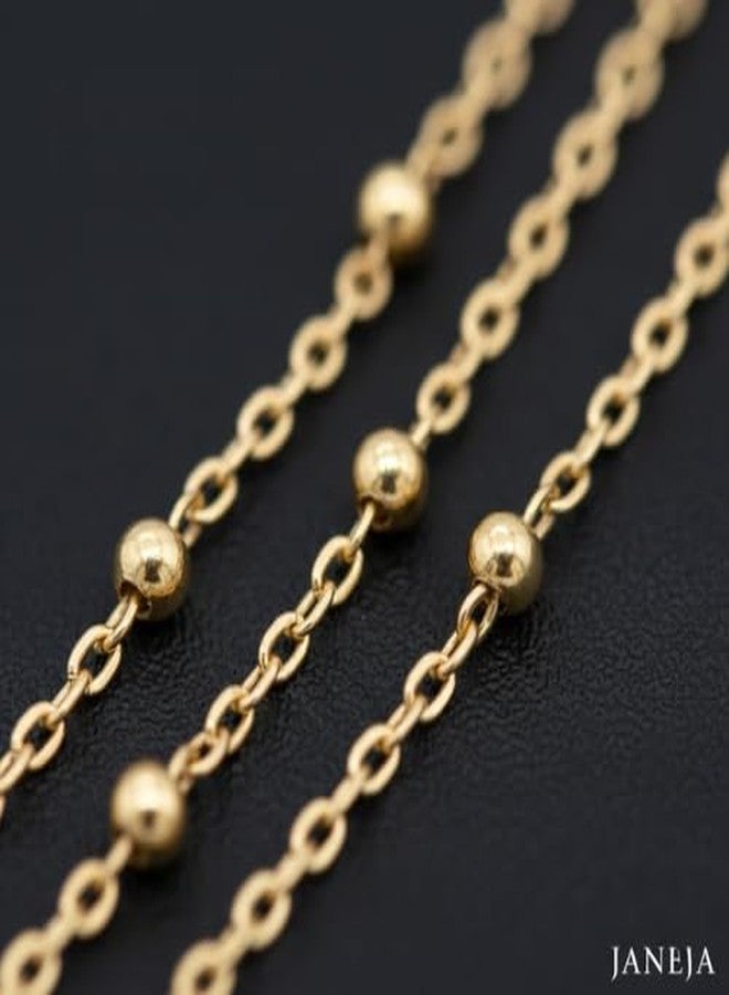 JANEJA CrystalBeads Women’s Adjustable Kamarbandh Waist Chain | Belly Chain | Bridal Jewellery (GOLDEN) - Image 3