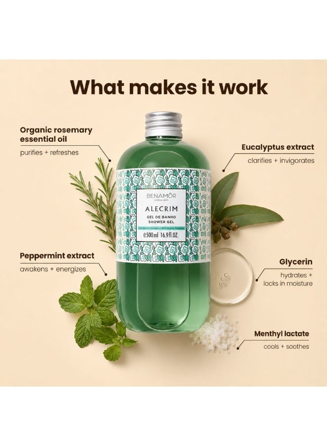 BENAMÕR Alecrim Shower Gel – Refreshing Body Wash with Organic Rosemary Oil and Glycerin | Invigorating Daily Cleanse with Herbal Scent | Vegan, Paraben-Free – 500ml - Image 5