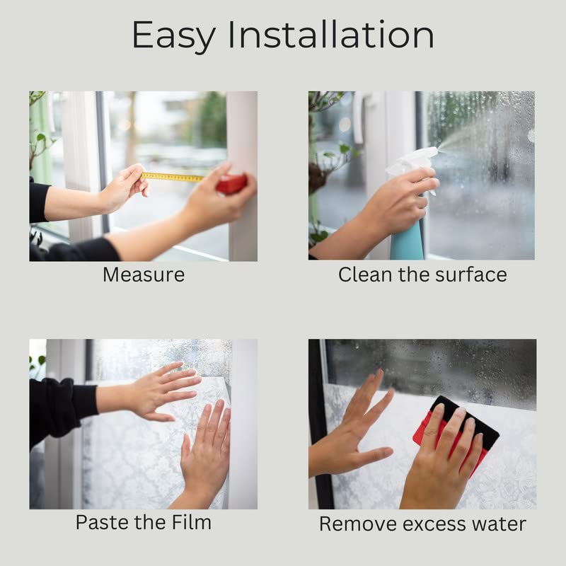 RAUSHIK 3D Window Films Privacy Vinyl Frosted Film Self Adhesive Decorative Film for Office Glass Partition/Glass Door/Bathroom Door/Window Heat Control Anti UV (Rustic Stone, 12 * 120 inch) - Image 5