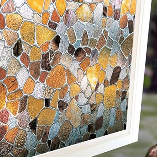 RAUSHIK 3D Window Films Privacy Vinyl Frosted Film Self Adhesive Decorative Film for Office Glass Partition/Glass Door/Bathroom Door/Window Heat Control Anti UV (Rustic Stone, 12 * 120 inch) - Image 2