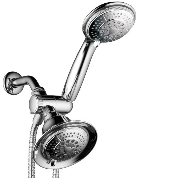 SHOWER COMBO WITH LED SHOWER HEAD HIGHPERFORMANCE 2 IN 1 COMBINATION SHOWER SYSTEM USE OVERHEAD HANDSFREE ENJOY REGULAR OR LED SHOWER PAMPERING SHOWER HEADSAMBIANCE OF LED LIGHTING