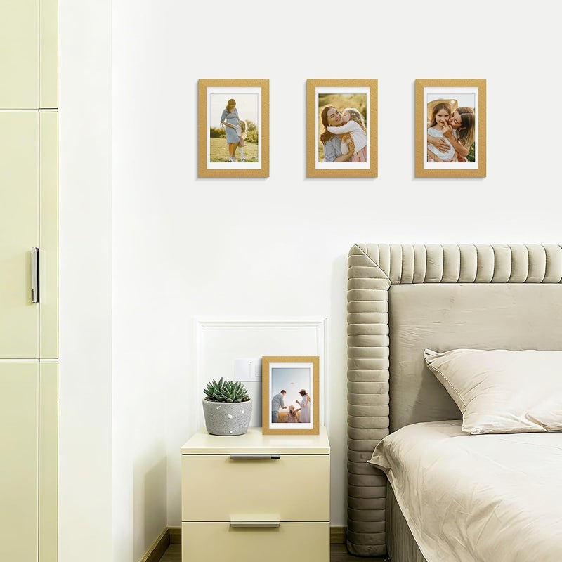 Picrit 4x6 Picture Frame Set of 12, Display 3.5x5 with Mat or 4x6 without Mat, Photo Frames for Wall Mounting or Table Top Display, Gold - Image 2
