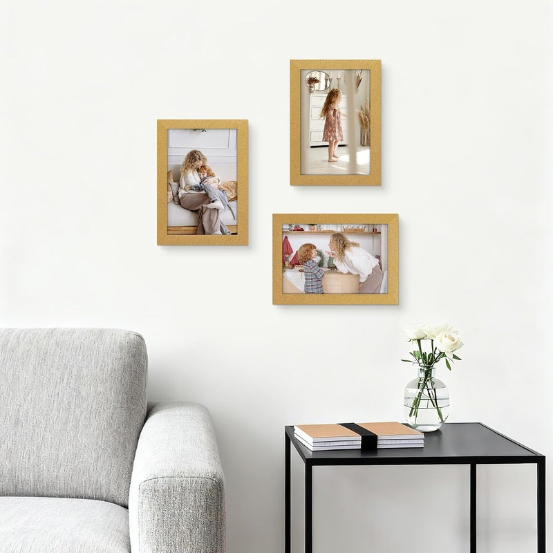 Picrit 4x6 Picture Frame Set of 12, Display 3.5x5 with Mat or 4x6 without Mat, Photo Frames for Wall Mounting or Table Top Display, Gold - Image 5