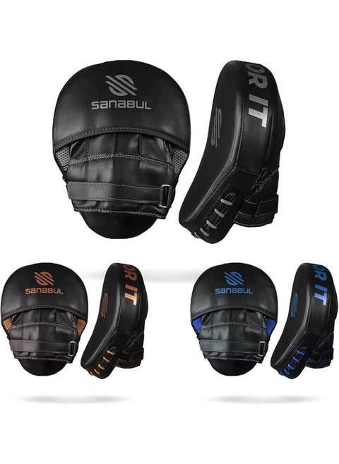 Sanabul Essential Curved Punching Mitts for Boxing and MMA | Ultimate Boxing Mitts & Pads Training Gear for Athletes | High-Performance Focus Mitts Muay Thai Pads for Sparring & Training Boxing Pads - Black/Silver