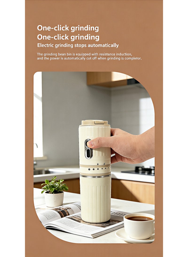 【Portable Electric Coffee Maker, All-in-One Grinder & Brewer with 7 External Adjustable Grind Settings, 1500mAh Rechargeable Battery, 304 Stainless Steel Cordless Drip Coffee Machine for Home Office Travel Camping】 - Image 3