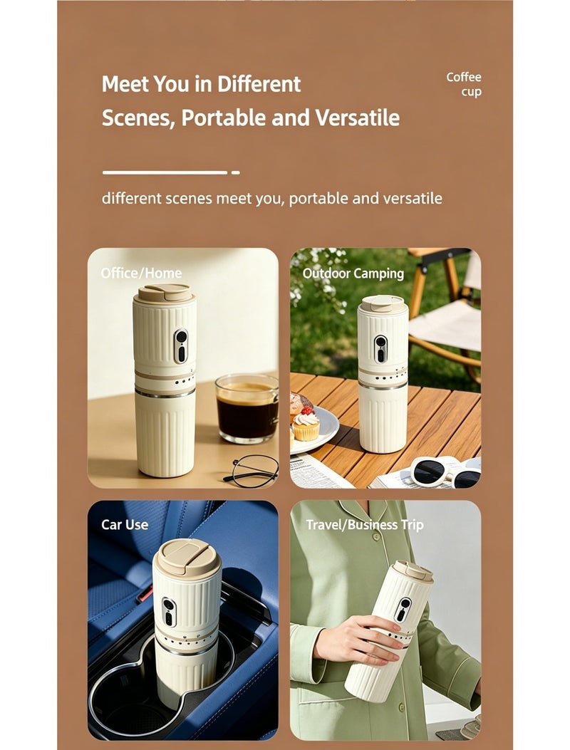 【Portable Electric Coffee Maker, All-in-One Grinder & Brewer with 7 External Adjustable Grind Settings, 1500mAh Rechargeable Battery, 304 Stainless Steel Cordless Drip Coffee Machine for Home Office Travel Camping】 - Image 5
